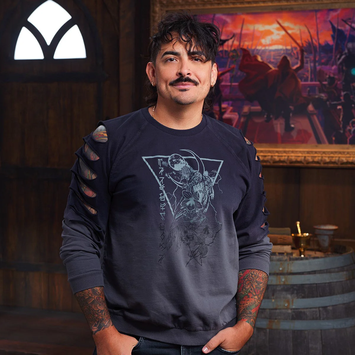 Beauty of Exandria: Creation - Yasha Nydoorin Slash Sleeve Crewneck Sweatshirt - Image 8